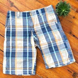 Blue & Orange Plaid Men’s Shorts